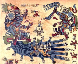 Tlaloc Seated on a Mountain Issuing Water, Plate 7 of the Codex Borbonicus